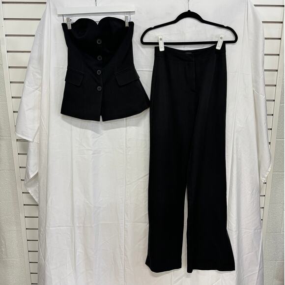 Rivir Tops - NWT Rivir Strapless Button-Front Tube Top & Wide Leg Trouser Pants Set Black S